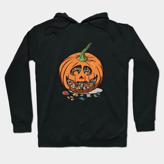 Halloween Pumpkin with Candies Hoodie by emanuelacarratoni